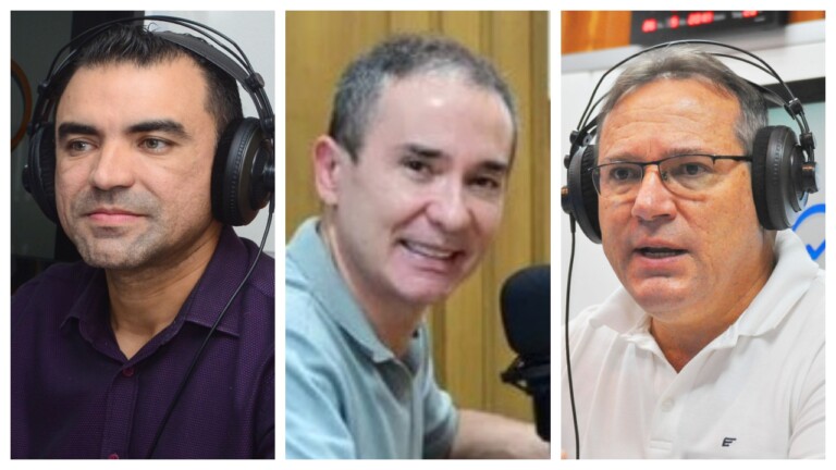 Evangelista Siqueira, Duda Ramos e Remídio Monai em entrevistas na rádio Folha FM (Fotos: Arquivo)