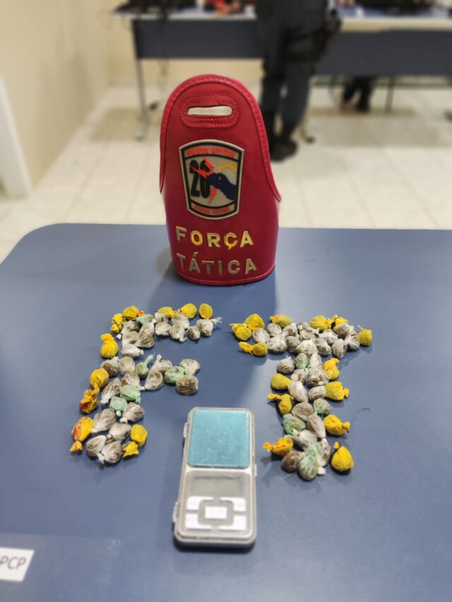 Material apreendido pela Força Tática e entregue na Delegacia de Polícia (Foto: Divulgação)