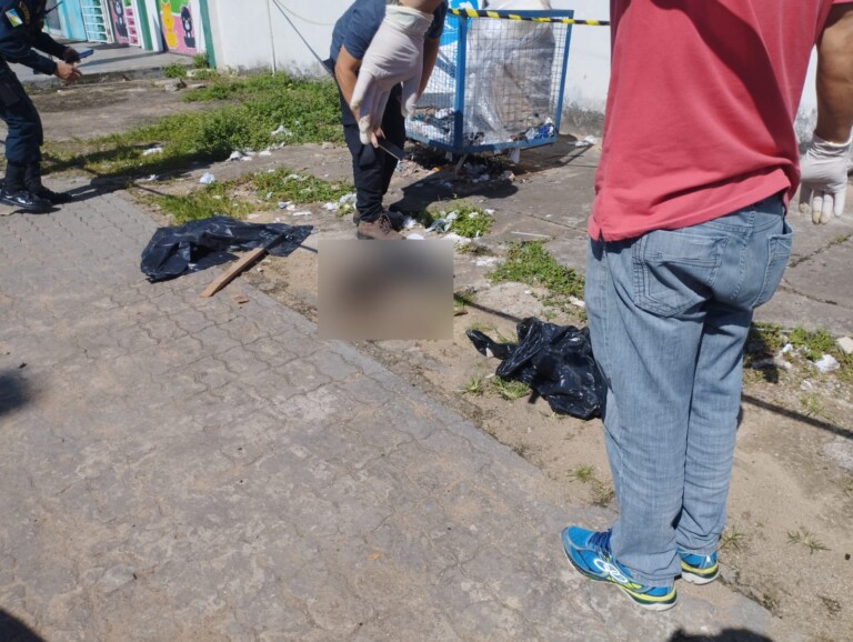 Membros encontrados em uma lixeira, no Pintolândia (Foto: Divulgação)
