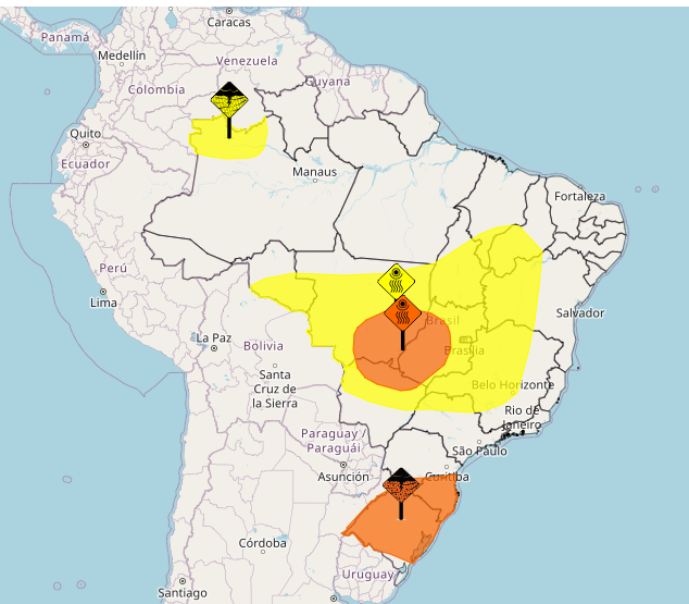 Atual alerta do Inmet não apontam perigo de chuva para Roraima nesta terça-feira (11). (Foto: reprodução/Inmet)