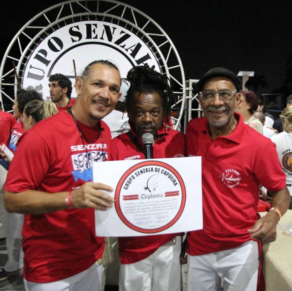 Mestre Biriba, Mestre Sorriso e Mestre Garrincha. Foto: Arquivo Pessoal