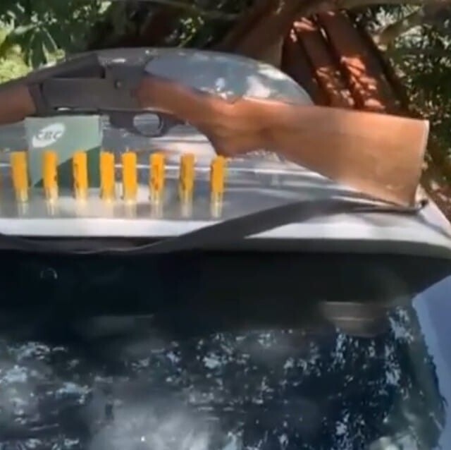 Arma e veículo foram apreendidos (Foto: Reprodução/WhatsApp)
