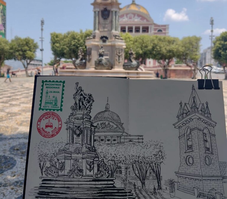 Proposta do Urban Sketch é eternizar lugares e momentos por meio da visão do artista (Foto: Divulgação)