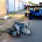 Acidente aconteceu por volta das 16 horas, do dia 31 agosto de 2023, na Rua Sucupira, no bairro Caçari (Foto: Wenderson Cabral/FolhaBV)