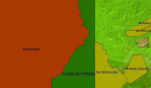 Imagem mostra a localização da Flona Parima, que já era a Reserva Florestal do Parima desde 1961 (Foto: Reprodução)