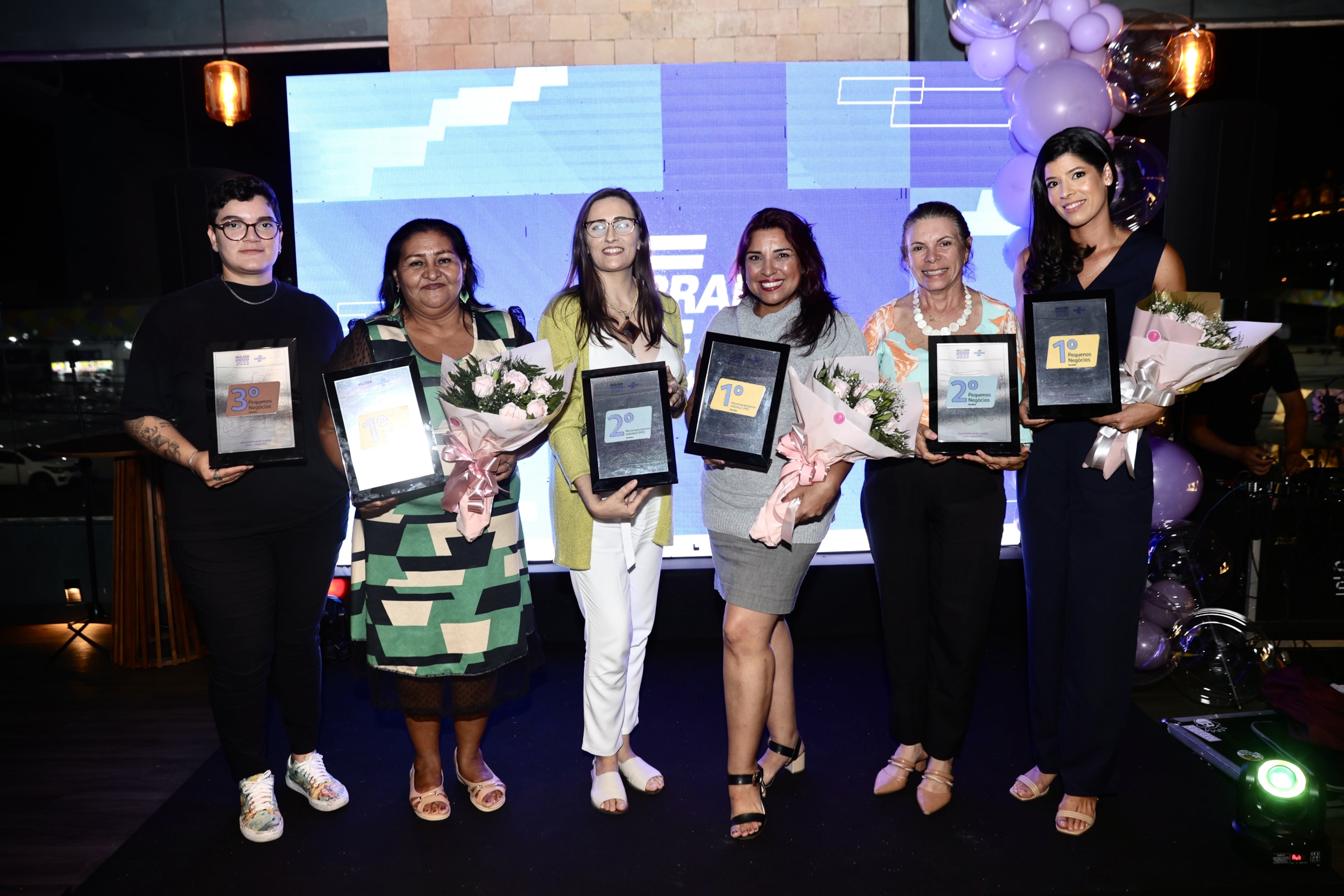 O primeiro lugar de cada categoria: Produtora Rural, MEI e Pequenos Negócios, segue para disputa na etapa regional (Foto: Divugação/Sebrae)