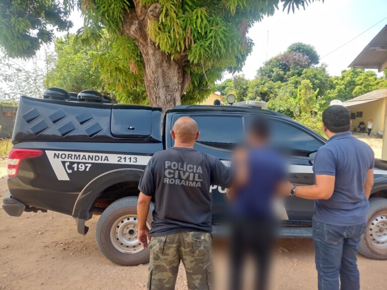 Jovem foi preso preventivamente e levado à delegacia de Normandia (Foto: Divulgação/PCRR)