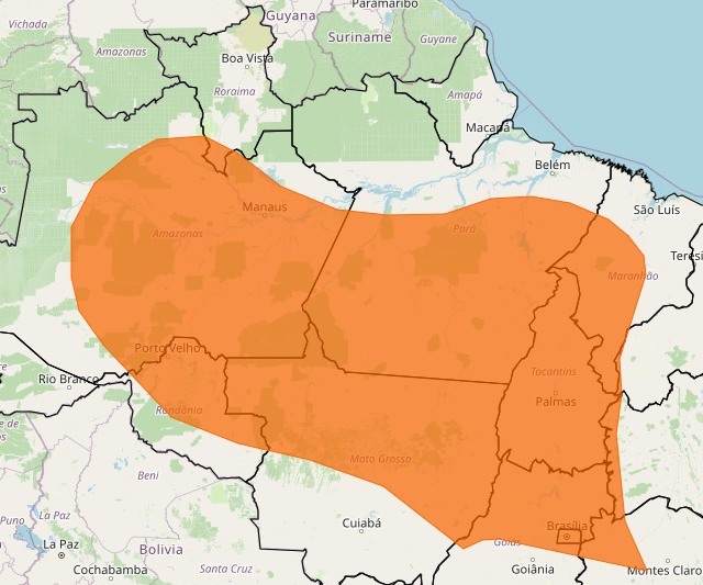 Alerta laranja para chuva pelo Inmet (Foto: Reprodução/Inmet)