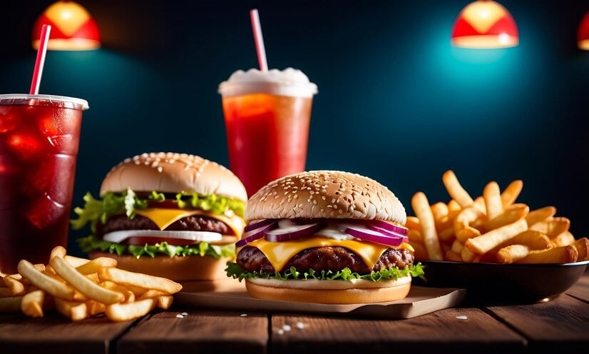 O consumo regular de fast food está associado ao aumento do colesterol LDL, triglicerídeos e pressão arterial, devido ao alto teor de gorduras saturadas, sódio e calorias vazias. (Foto: Reprodução/Freepik)