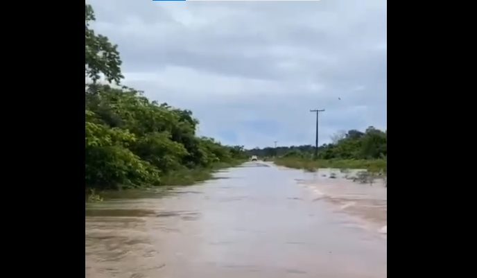 BR-210, no município de Caroebe. (Foto: reprodução/vídeo)