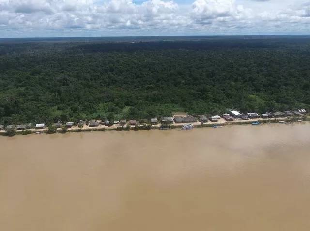 Vista aérea da comunidade do Sacaí (Foto: IGEO)
