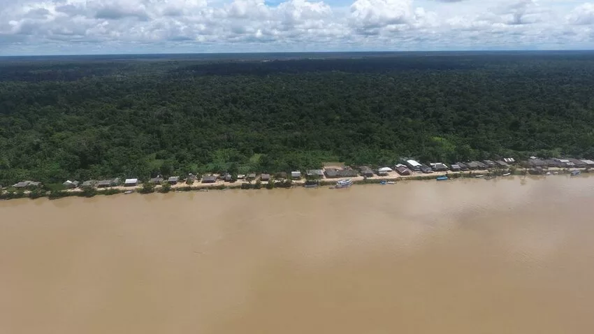 Vista aérea da comunidade do Sacaí (Foto: IGEO)