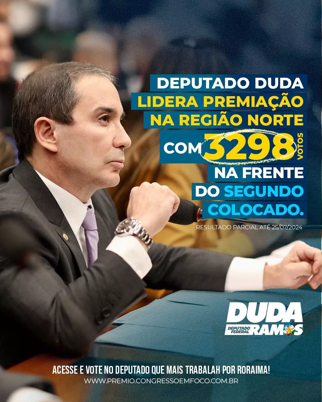 Deputado Duda Ramos lidera votação no Prêmio Congresso em Foco na Região Norte