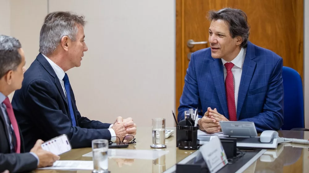 O governador Antonio Denarium se reuniu com o ministro da Fazenda, Fernando Haddad, no dia 10 de julho  (Foto: Washington Costa/MF)