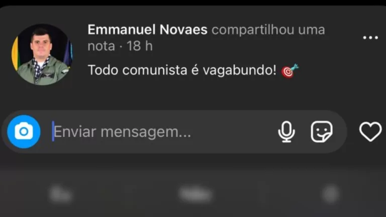 Emmanuel Novaes, apontado como pré-candidato a prefeito na chapa de Nicoletti, publica nota com ataque aos comunistas (Foto: Reprodução)
