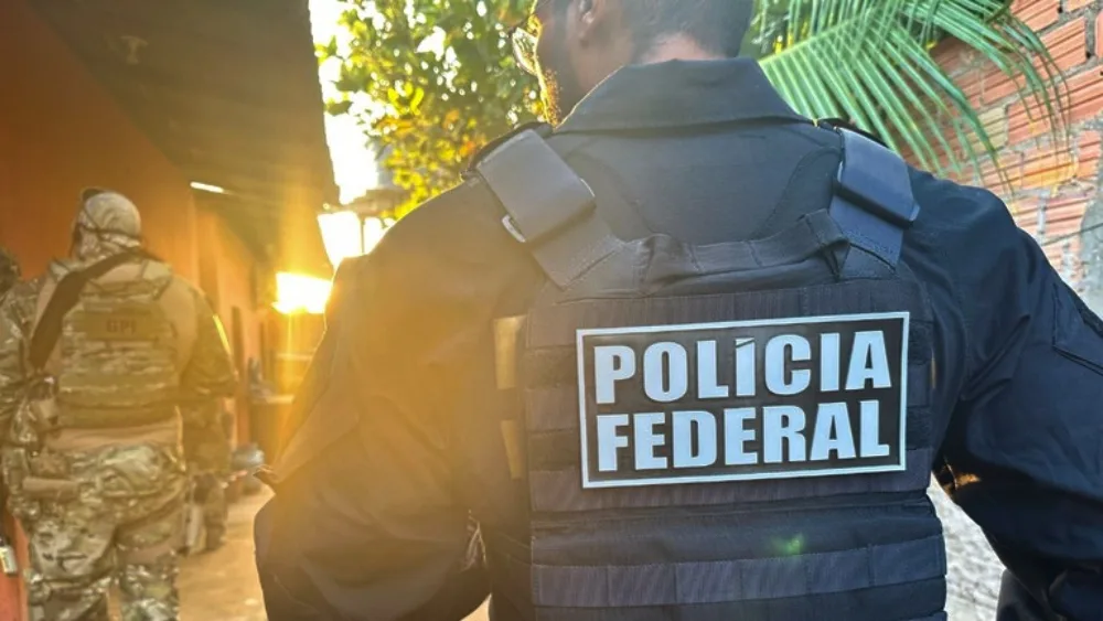 Agente da Polícia Federal cumpre mandado da Operação Taurus Aureus (Foto: PF)