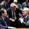 O ex-senador Romero Jucá com os senadores Eduardo Braga e Renan Calheiros (Foto: Pedro França/Agência Senado)