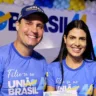 O deputado federal Nicoletti e a deputada estadual Catarina Guerra durante evento de filiação do União Brasil em 2023 (Foto: Divulgação)