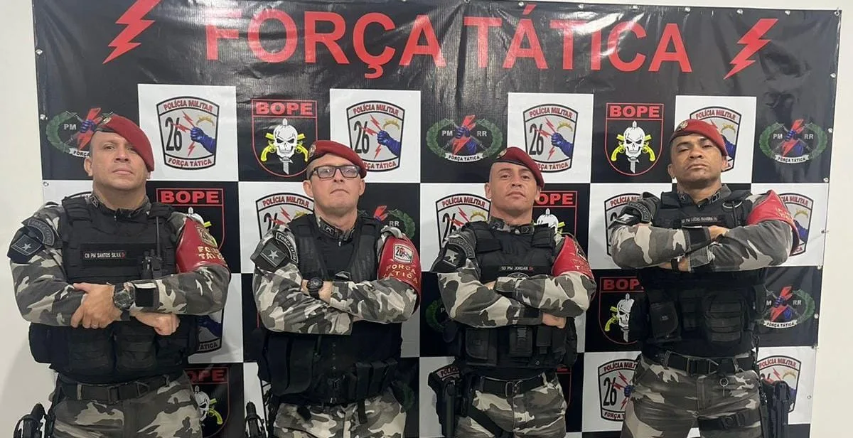 Cabo Santos Silva, Sargento Galvão, Soldado Lucas Oliveira e soldado Jordan (Foto: Divulgação) 