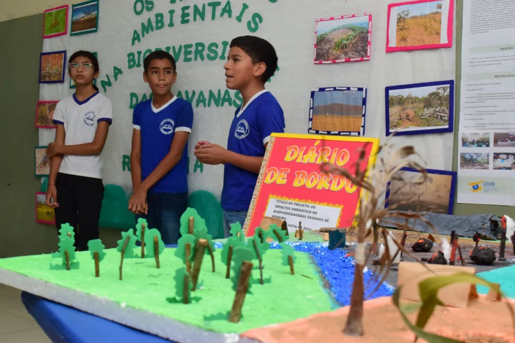 Alunos do 6 ano desenvolvem projeto "Os Impactos Ambientais: Biodiversidade e Savanas de Roraima" em feira de ciências escolar (Foto: Nilzete Franco/ Folha BV)