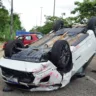 Acidente ocorreu na Avenida Getúlio Vargas, bairro Parque Caçari (Foto: Nilzete Franco/FolhaBV) 