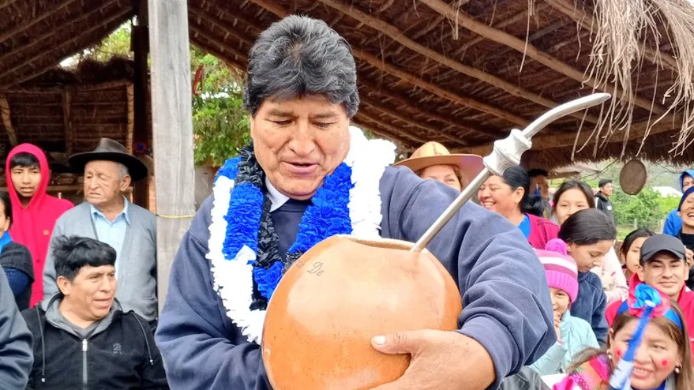 O ex-presidente boliviano Evo Morales na comunidade Canadillas, na cidade de Monteagudo (Foto: Arquivo pessoal)