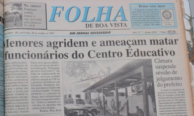 Capa do jornal 30 de outubro de 1997 (Foto: Nilzete Franco/FolhaBV)