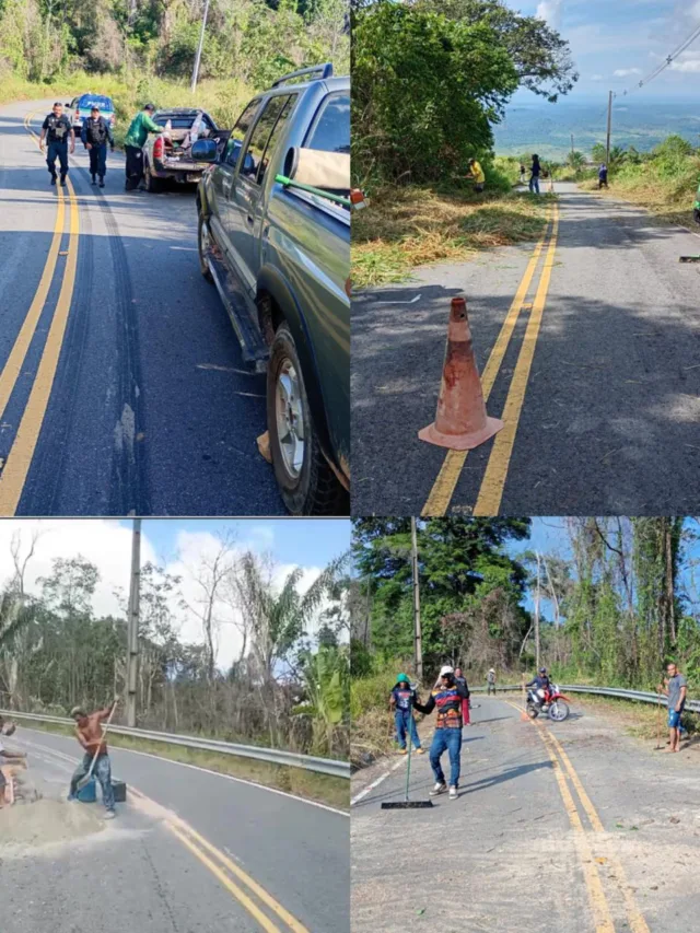 Associação de moradores mobilizaram voluntários para tapar buraco de estrada e limpar margem da rodovia (Fotos: Divulgação)