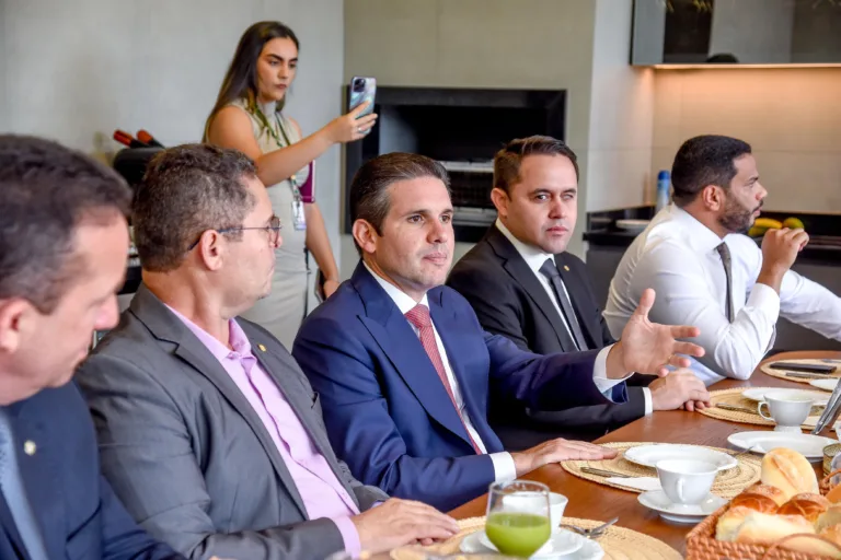 Reunião de deputados de Roraima com o candidato à presidência da Câmara dos Deputados, Hugo Motta (Foto: Divulgação)