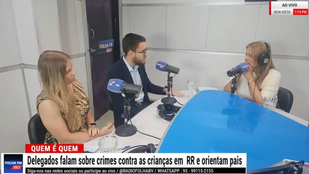 Os delegados Mateus Rezende, da Delegacia de Proteção à Criança e ao Adolescente (DPCA), e Kássia Poersch, da Delegacia de Crimes Cibernéticos. (Foto: Reprodução)