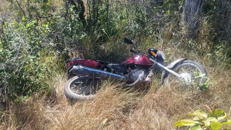 Motocicleta estava em um matagal na BR-401 (Foto: Ascom PRF)