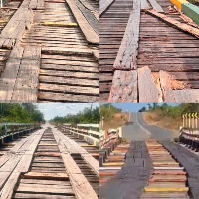 Precárias pontes de madeira representam riscos a turistas e moradores de Amajari