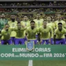 Seleção Brasileira perfilada antes do pontapé inicial. (Foto: Rafael Ribeiro/CBF)