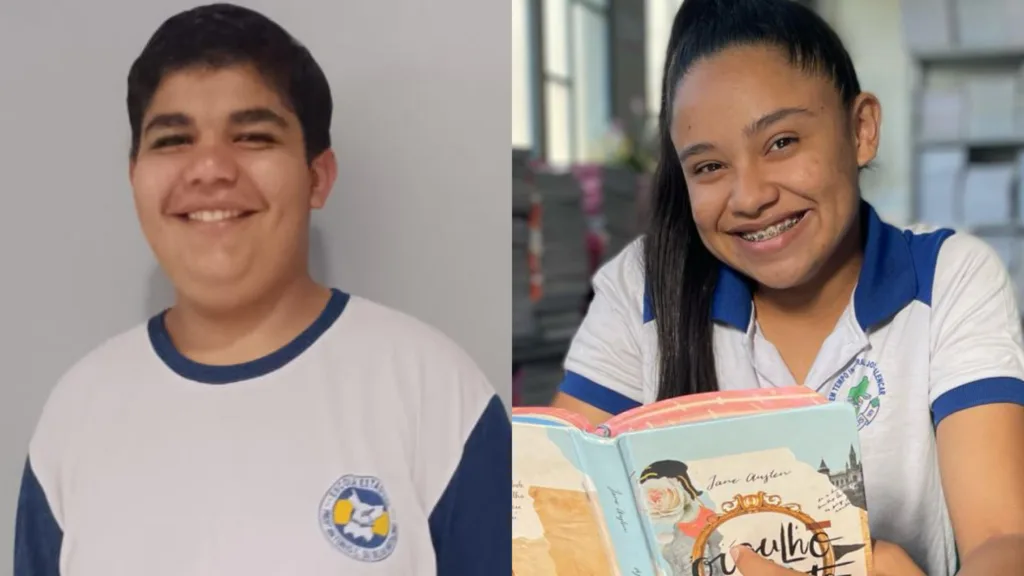 Os selecionados são Kaila Thavyne Oliveira Cardoso, da Escola de Tempo Integral José de Alencar, em Rorainópolis, e Júlio César Pena Nunes Filho, da Escola Estadual Antônio Carlos Natalino, em Boa Vista. (Foto: Divulgação)