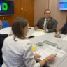 Reunião da secretária nacional do Patrimônio da União,  Carolina Gabas, com o deputado Albuquerque e o senador Chico Rodrigues (Foto: Divulgação)