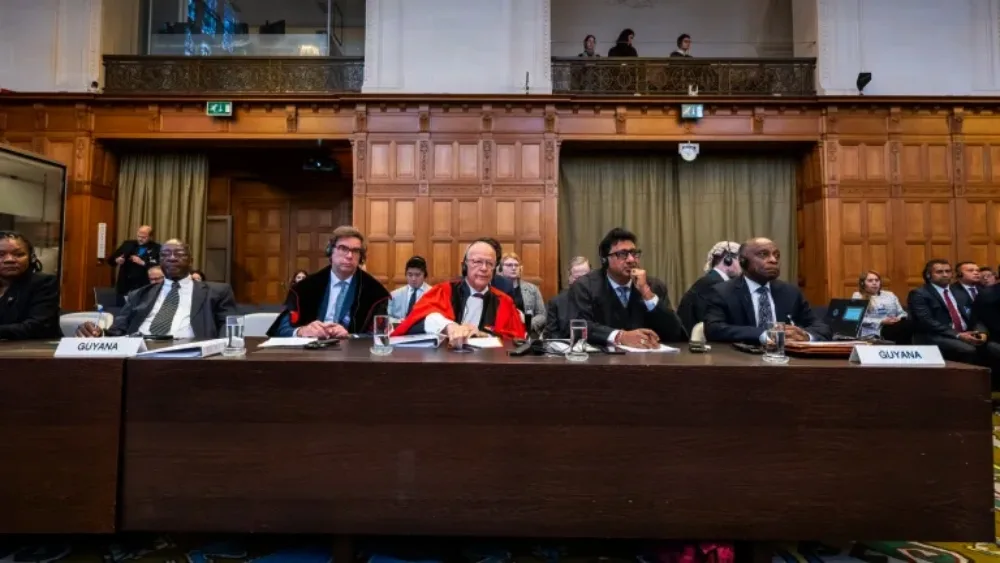 Parte da equipe da Guiana na Corte Internacional de Justiça - 14.11.2023 (Foto: Sala de Imprensa)