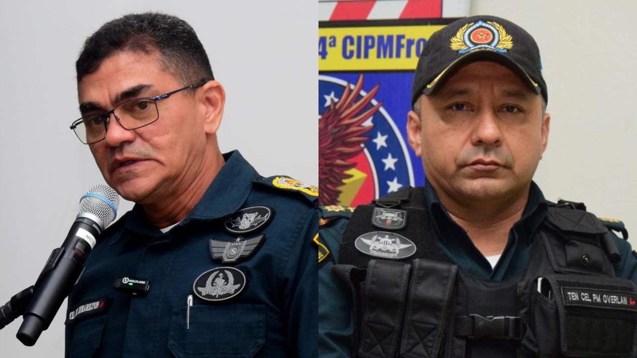 Os coronéis Miramilton Goiano de Souza e Overlan Lopes Alves