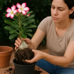Sua rosa-do-deserto pode parar de florescer se as raízes forem compactadas demais