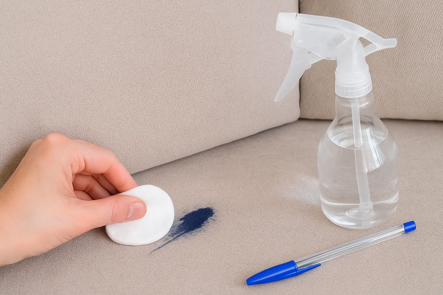 Como remover mancha de caneta do estofado com álcool e um truque simples
