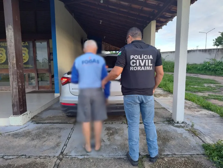 O homem foi preso e enviado até a sede da DPCA, para formalização da prisão  (Foto: Ascom/PCRR) 