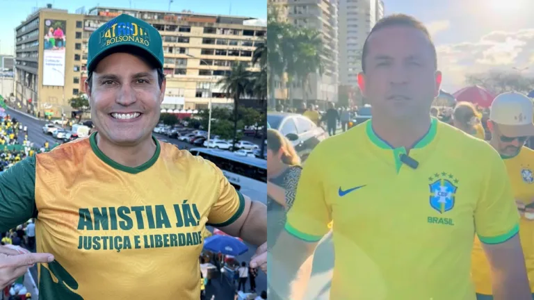 Os deputados federais Nicoletti e Pastor Diniz no ato pró-anistia em Brasília