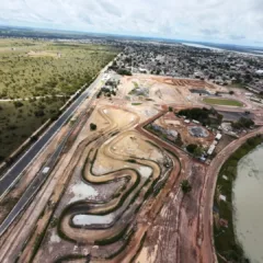 Visão aérea das obras que já estão prontas e estão em execução no Parque Anauá (Foto de drone: Ascom/Seinf)