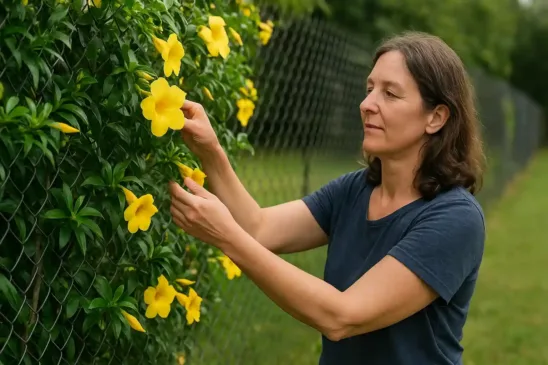 Como usar a Alamanda amarela para cobrir cercas com flores o ano inteiro