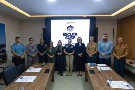 A cerimônia de lançamento contou com a presença de representantes da Polícia Militar, Polícia Civil, Corpo de Bombeiros e Sejuc (Foto: Paulo Ferreira)