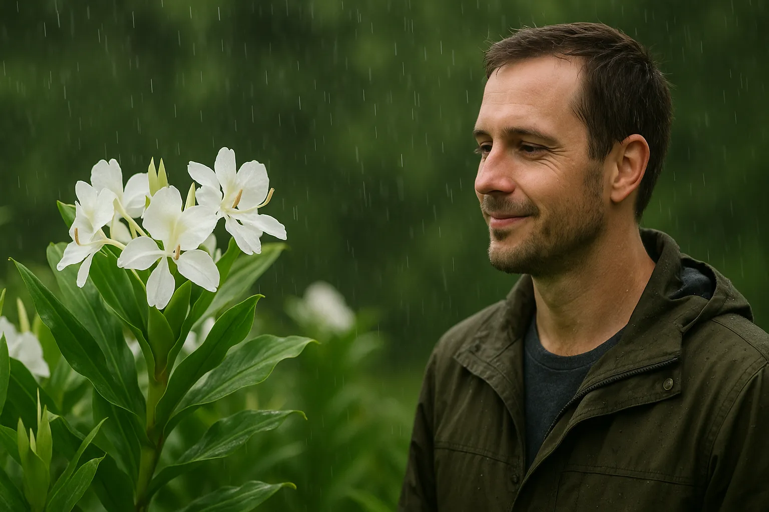 Lírio-do-brejo reage à chuva com uma floração única