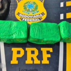 Droga apreendida pela PRF estava escondida na mochila da passageira (Foto: PRF)