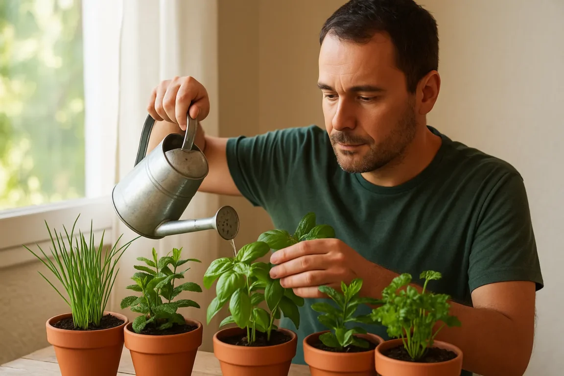 Como eu regava minhas ervas aromáticas estava acabando com minha colheita