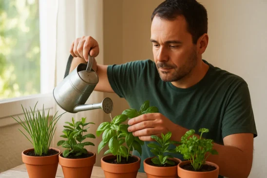 Como eu regava minhas ervas aromáticas estava acabando com minha colheita