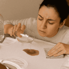 Como tirar mancha de vinho com vinagre e bicarbonato