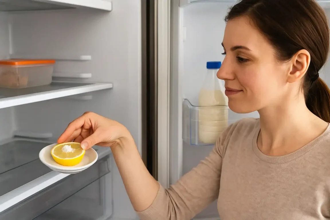 Como tirar mau cheiro da geladeira com 1 rodela de limão e sal